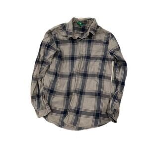 Dip Checked Flannel Button Down Long Sleeve Shirt Mens M